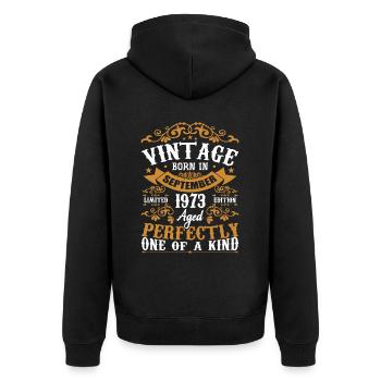 September 1973 Birthday Gift 1973 September - Unisex Premium Organic Zip Hoodie - black - Back - Nico (187cm)