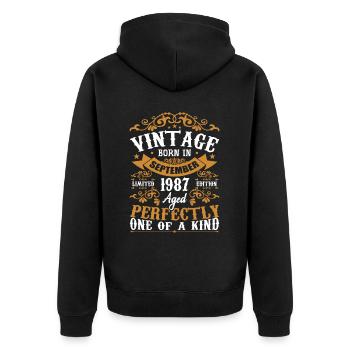 September 1987 Birthday Gift 1987 September - Unisex Premium Organic Zip Hoodie - black - Back - Nico (187cm)