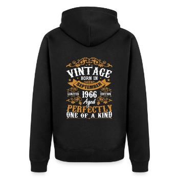 September 1966 Birthday Gift 1966 September - Unisex Premium Organic Zip Hoodie - black - Back - Nico (187cm)
