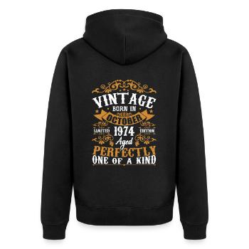 October 1974 Birthday Gift 1974 October - Unisex Premium Organic Zip Hoodie - black - Back - Nico (187cm)