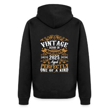 Gift The legends were born in November 2025 - Unisex Premium Organic Zip Hoodie - black - Back - Nico (187cm)