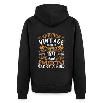 December 1977 Birthday Gift December 1977 - Unisex Premium Organic Zip Hoodie - black - Back - Nico (187cm)