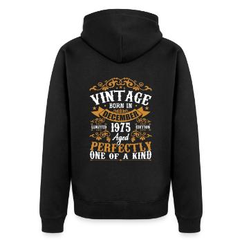 Décembre 1975 Cadeau Anniversaire Décembre 1975 - Veste à capuche bio Premium Unisexe - noir - Dos - Nico (187cm)