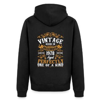 December 1978 Birthday Gift December 1978 - Unisex Premium Organic Zip Hoodie - black - Back - Nico (187cm)