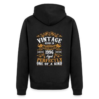 Décembre 1996 Cadeau Anniversaire Décembre 1996 - Veste à capuche bio Premium Unisexe - noir - Dos - Nico (187cm)