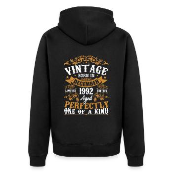 December 1992 Birthday Gift December 1992 - Unisex Premium Organic Zip Hoodie - black - Back - Nico (187cm)