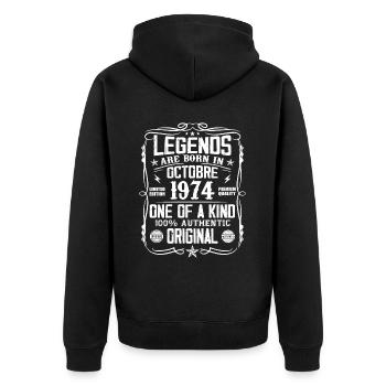 October 1974 Legends were born in October 1974 - Unisex Premium Organic Zip Hoodie - black - Back - Nico (187cm)