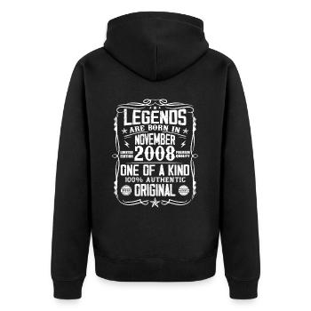 Cadeau Les légendes sont nées en Novembre 2008 - Veste à capuche bio Premium Unisexe - noir - Dos - Nico (187cm)