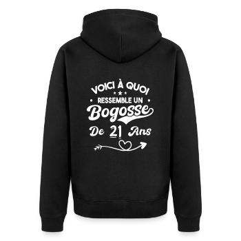 Bogosse 21 ans Cadeau Humour Anniversaire 21 ans - Veste à capuche bio Premium Unisexe - noir - Dos - Nico (187cm)