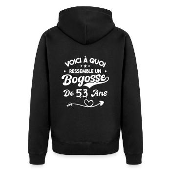 Bogosse 53 ans Cadeau Humour Anniversaire 53 ans - Veste à capuche bio Premium Unisexe - noir - Dos - Nico (187cm)