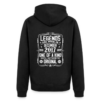 Né en Décembre 2017 Cadeau D’anniversaire 2017 - Veste à capuche bio Premium Unisexe - noir - Dos - Nico (187cm)