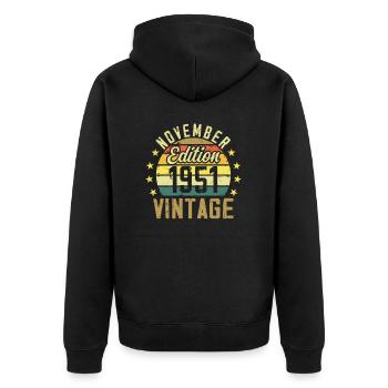 Die Legenden wurden im November 1951 - 1951 geboren - Unisex Premium Bio Zip Hoodie - Schwarz - Hinten - Nico (187cm)