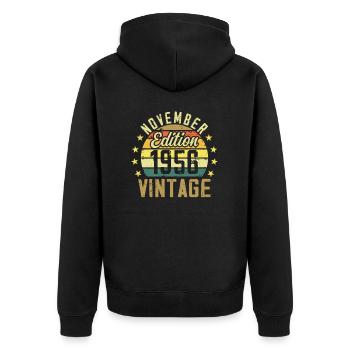 The legends were born in November 1956 - 1956 - Unisex Premium Organic Zip Hoodie - black - Back - Nico (187cm)