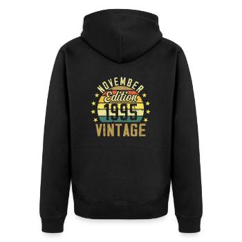 The legends were born in November 1995 - 1995 - Unisex Premium Organic Zip Hoodie - black - Back - Nico (187cm)