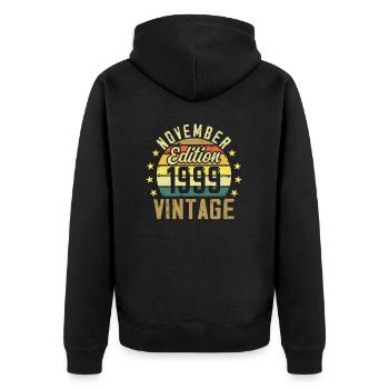 The legends were born in November 1999 - 1999 - Unisex Premium Organic Zip Hoodie - black - Back - Nico (187cm)