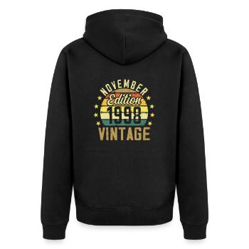 Die Legenden wurden im November 1998 - 1998 geboren - Unisex Premium Bio Zip Hoodie - Schwarz - Hinten - Nico (187cm)