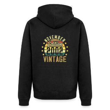 Die Legenden wurden im November 2002 - 2002 geboren - Unisex Premium Bio Zip Hoodie - Schwarz - Hinten - Nico (187cm)