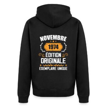 Cadeau D'anniversaire En Novembre 1974 - 1974 - Veste à capuche bio Premium Unisexe - noir - Dos - Nico (187cm)