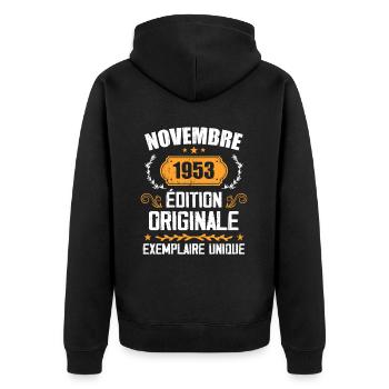 Cadeau D'anniversaire En Novembre 1953 - 1953 - Veste à capuche bio Premium Unisexe - noir - Dos - Nico (187cm)
