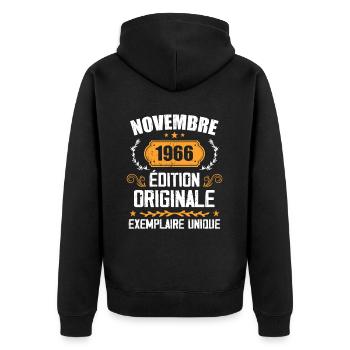 Cadeau D'anniversaire En Novembre 1966 - 1966 - Veste à capuche bio Premium Unisexe - noir - Dos - Nico (187cm)