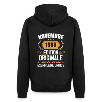 Cadeau D'anniversaire En Novembre 1980 - 1980 - Veste à capuche bio Premium Unisexe - noir - Dos - Nico (187cm)
