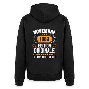 Cadeau D'anniversaire En Novembre 1983 - 1983 - Veste à capuche bio Premium Unisexe - noir - Dos - Nico (187cm)