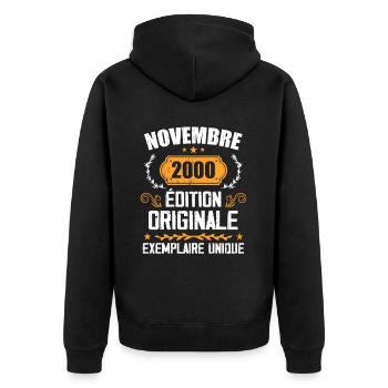 Cadeau D'anniversaire En Novembre 2000 - 2000 - Veste à capuche bio Premium Unisexe - noir - Dos - Nico (187cm)