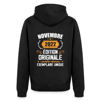 Cadeau D'anniversaire En Novembre 2022 - 2022 - Veste à capuche bio Premium Unisexe - noir - Dos - Nico (187cm)
