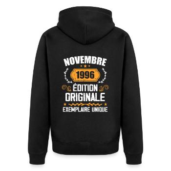 Cadeau D'anniversaire En Novembre 1996 - 1996 - Veste à capuche bio Premium Unisexe - noir - Dos - Nico (187cm)