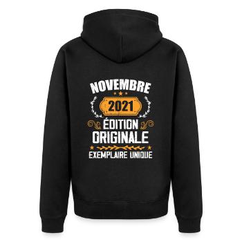 Cadeau D'anniversaire En Novembre 2021 - 2021 - Veste à capuche bio Premium Unisexe - noir - Dos - Nico (187cm)