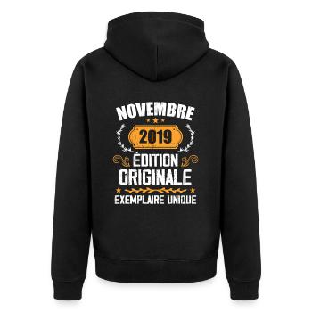 Cadeau D'anniversaire En Novembre 2019 - 2019 - Veste à capuche bio Premium Unisexe - noir - Dos - Nico (187cm)