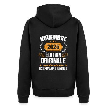 Cadeau D'anniversaire En Novembre 2025 - 2025 - Veste à capuche bio Premium Unisexe - noir - Dos - Nico (187cm)