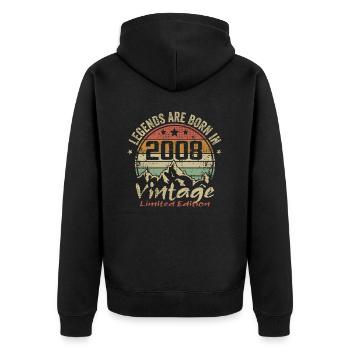 Die Legenden wurden in den Jahren 2008 - 2008 geboren - Unisex Premium Bio Zip Hoodie - Schwarz - Hinten - Nico (187cm)