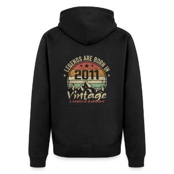 The Legends were born in 2011 - 2011 - Unisex Premium Organic Zip Hoodie - black - Back - Nico (187cm)
