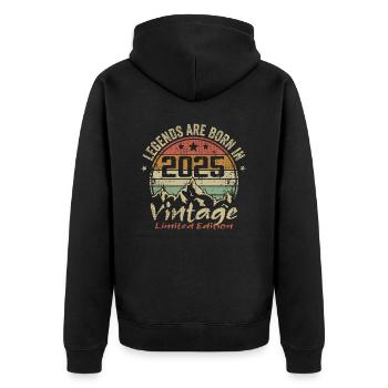 Legenden werden in den Jahren 2025 - 2025 geboren - Unisex Premium Bio Zip Hoodie - Schwarz - Hinten - Nico (187cm)