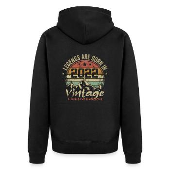 Die Legenden wurden 2022 - 2022 geboren - Unisex Premium Bio Zip Hoodie - Schwarz - Hinten - Nico (187cm)