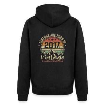 Die Legenden wurden 2017 - 2017 geboren - Unisex Premium Bio Zip Hoodie - Schwarz - Hinten - Nico (187cm)