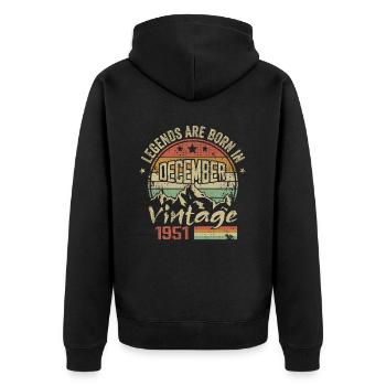 Legenden wurden im Dezember 1951 geboren - 1951 Dezember - Unisex Premium Bio Zip Hoodie - Schwarz - Hinten - Nico (187cm)
