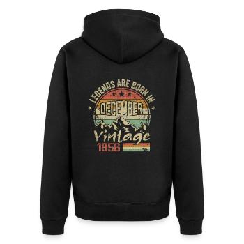 Legenden wurden im Dezember 1956 geboren - 1956 Dezember - Unisex Premium Bio Zip Hoodie - Schwarz - Hinten - Nico (187cm)