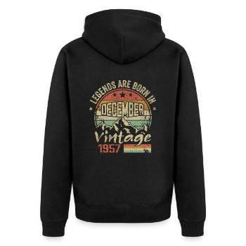 Legenden wurden im Dezember 1957 geboren - 1957 Dezember - Unisex Premium Bio Zip Hoodie - Schwarz - Hinten - Nico (187cm)