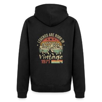 Legends wurden im Dezember 1971 geboren - 1971 Dezember - Unisex Premium Bio Zip Hoodie - Schwarz - Hinten - Nico (187cm)