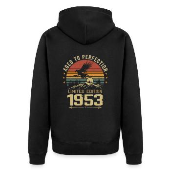 1953 Original Vintage Retro 1953 Anniversary - Unisex Premium Organic Zip Hoodie - black - Back - Nico (187cm)