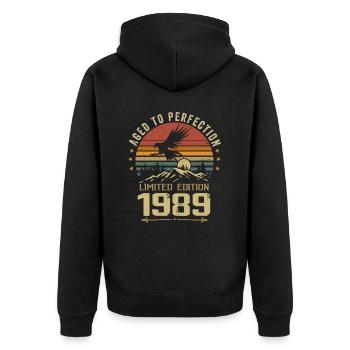 1989 Original Vintage Anniversaire 1989 rétro - Veste à capuche bio Premium Unisexe - noir - Dos - Nico (187cm)