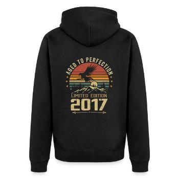 2017 Original Vintage Retro 2017 Anniversary - Unisex Premium Organic Zip Hoodie - black - Back - Nico (187cm)