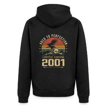 2001 Original Vintage Retro 2001 Anniversary - Unisex Premium Organic Zip Hoodie - black - Back - Nico (187cm)