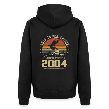 2004 Original Vintage Retro Anniversary 2004 - Unisex Premium Organic Zip Hoodie - black - Back - Nico (187cm)