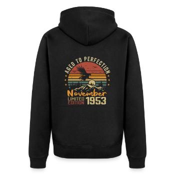 Les Légendes Sont Nées En Novembre 1953 - 1953 - Veste à capuche bio Premium Unisexe - noir - Dos - Nico (187cm)