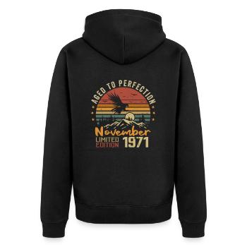 Les Légendes Sont Nées En Novembre 1971 - 1971 - Veste à capuche bio Premium Unisexe - noir - Dos - Nico (187cm)