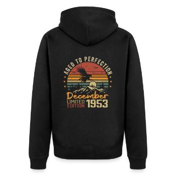 Les Légendes Sont Nées En Décembre 1953 - 1953 - Veste à capuche bio Premium Unisexe - noir - Dos - Nico (187cm)