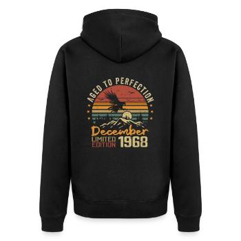 Die Legenden wurden im Dezember 1968 - 1968 geboren - Unisex Premium Bio Zip Hoodie - Schwarz - Hinten - Nico (187cm)